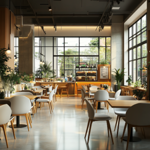 Een sfeervol ingericht café met warme verlichting en uitnodigend decor
